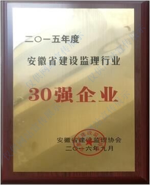 2015年度安徽省建設(shè)監(jiān)理行業(yè)30強(qiáng)企業(yè)